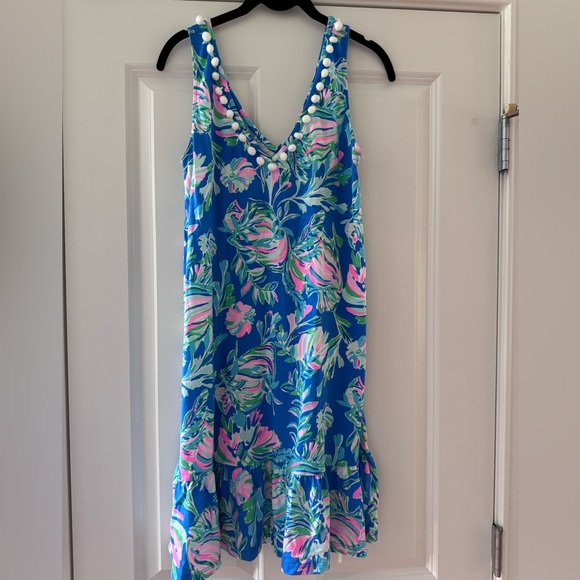 Lilly Pulitzer Camilla Dress SZ S Blue Flare Fancy Fins - Picture 4 of 16